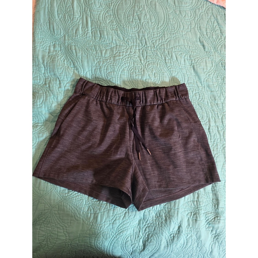 Lululemon On The Fly Shorts 8 Heathered Charcoal Grey Drawstring W7AGFS - Picture 2 of 8